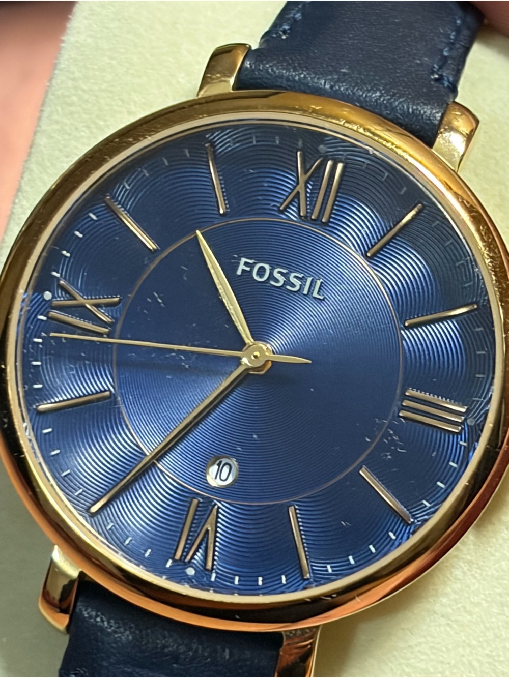 Fossil Jacquline Gold-Tone Case Blue Dial Women's Watch with Blue Strap
